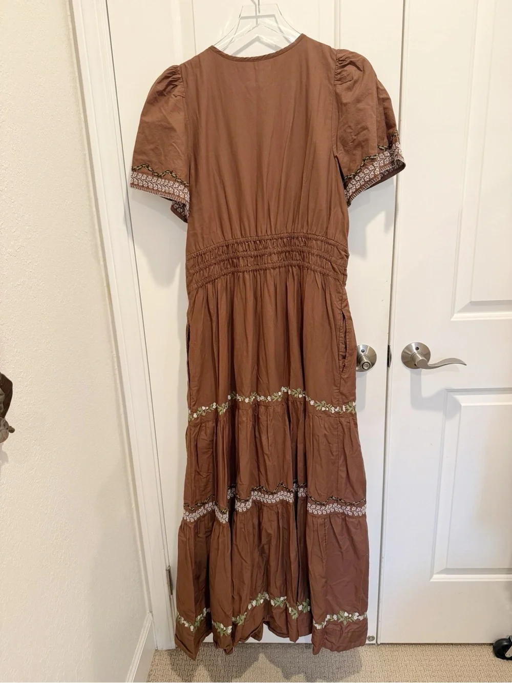 ANTHROPOLOGIE The Somerset Embroidered Maxi Dress in Brown Floral size XL - Picture 4 of 9